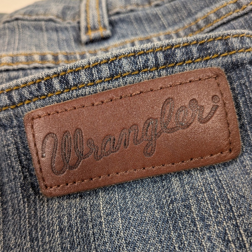 Wrangler Jeans Mens 32x32 Blue Denim Retro Slim Straight Boot Cowboy Western Y2k - Picture 7 of 12